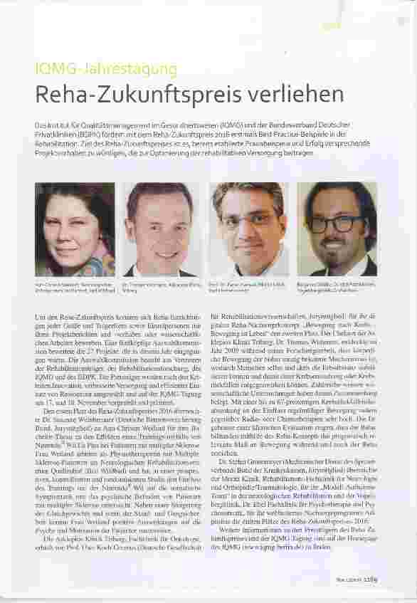 Vorschauseite 1: IQMG-Jahrestagung Reha-Zukunftspreis verliehen