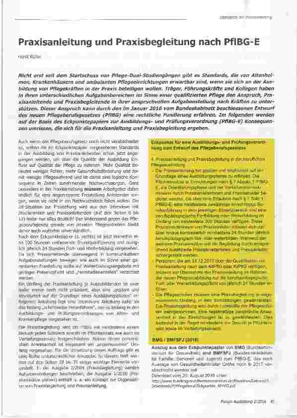 Vorschauseite 1: Praxisanleitung und Praxisbegleitung nach PfIBG-E