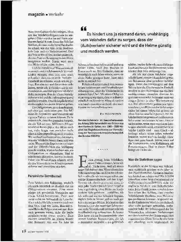 Vorschauseite 2: Soll der Velohelm obligatorisch werden?