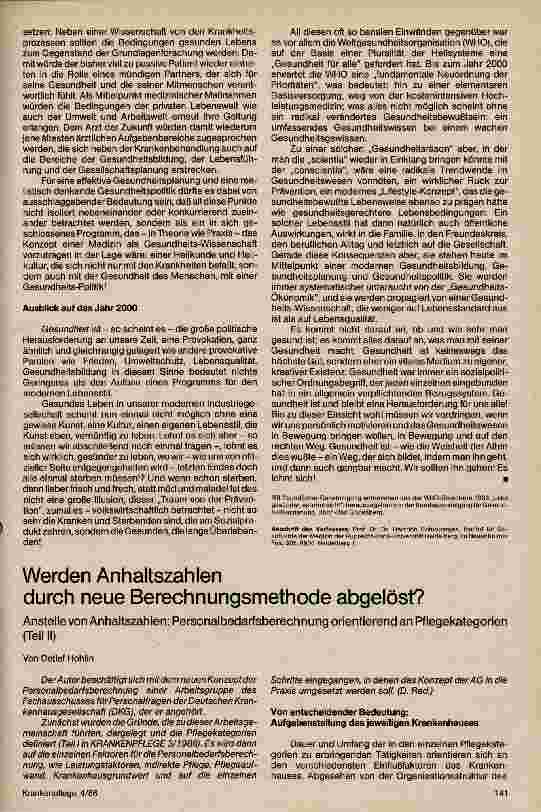 Vorschauseite 1: Werden Anhaltszahlen durch neue Berechnungsmethoden abgelöst ? Teil II
