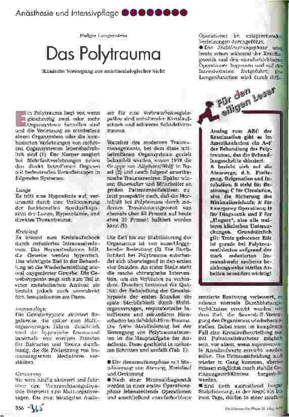 Vorschauseite 1: Das Polytrauma Klinische Versorgung aus anäthesiologischer Sicht