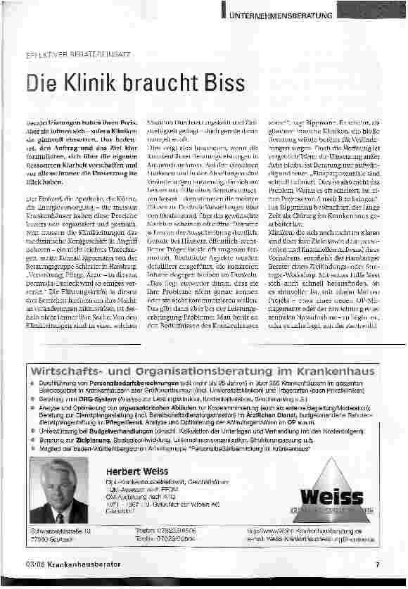 Vorschauseite 1: Die Klinik braucht Biss