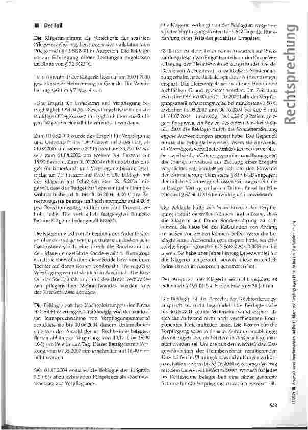Vorschauseite 2: Anspruch eines Heimbewohners auf Rückzahlung von Verpflegungsgeld bei Aufnahme von Sondennahrung