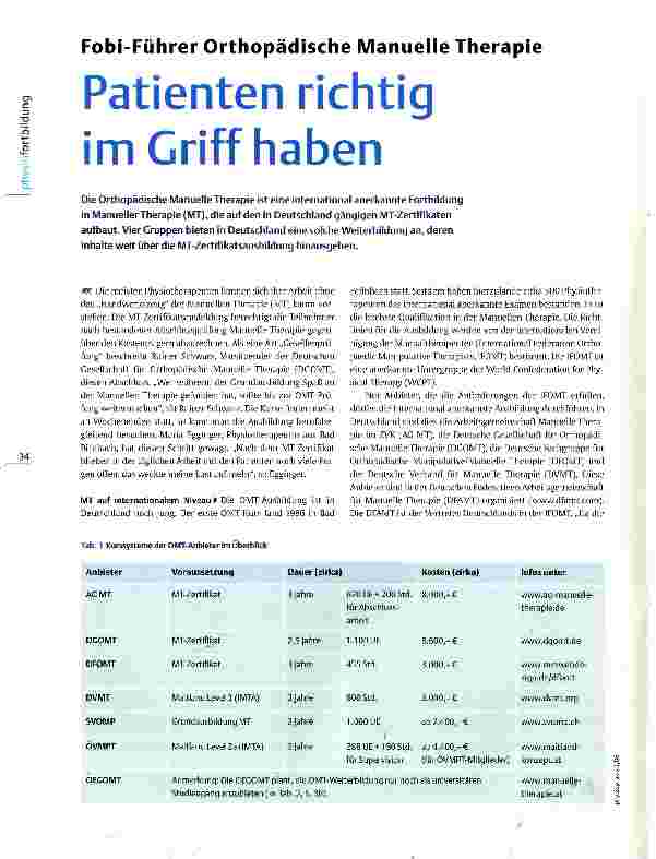 Vorschauseite 1: Fobi-Führer Orthopädische Manuelle Therapie Patienten richtig im Griff haben