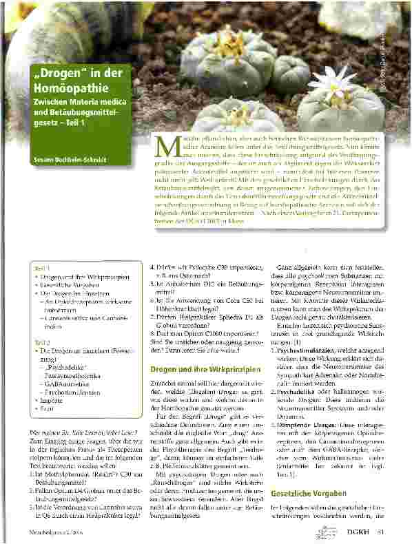 Vorschauseite 1: Drogen in der Homöopathie Zwischen Materia me und Betäubungsmittelgesetz-Teil 1