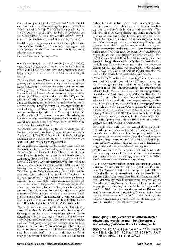 Vorschauseite 2: Stufenlaufzeit bei Rückgruppierung (TVöD VKA)TVÖDA/KA§§16, 17