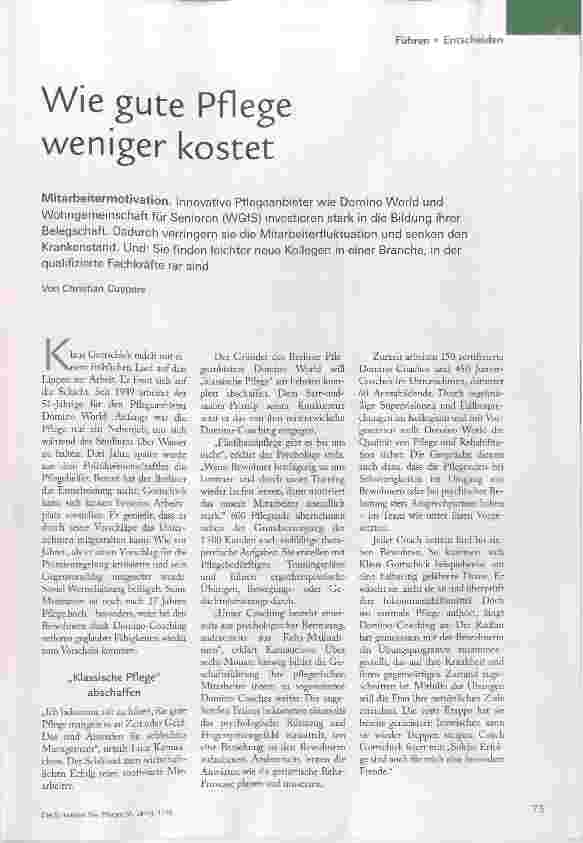 Vorschauseite 1: Wie gute Pflege weniger kostet