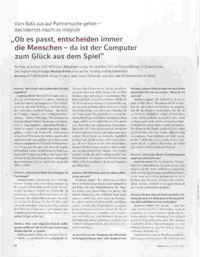 Vorschauseite 2: 0b es passt, entscheiden immer die Menschen - da ist der Computer zum Glück aus dem Spiel