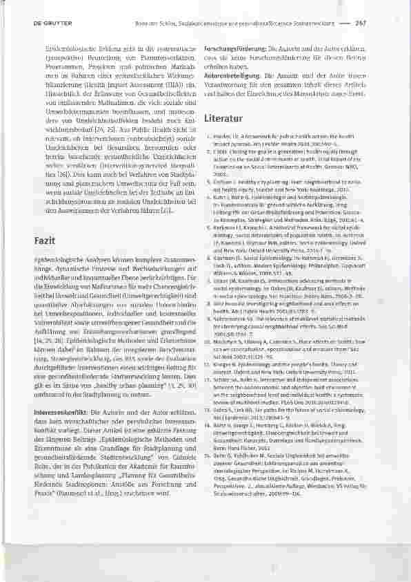 Vorschauseite 3: Welchen Beitrag kann sozialepidemiologische Forschung für eine gesundheitsfördernde Stadtentwicklung leisten?