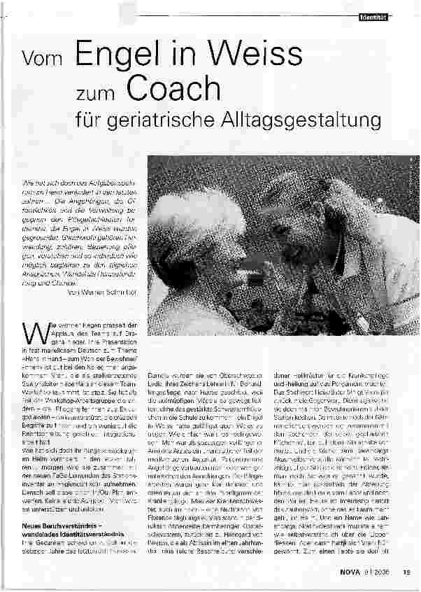 Vorschauseite 1: vom Engel in Weiss zum Coach für geriatrische Alltagsgestaltung