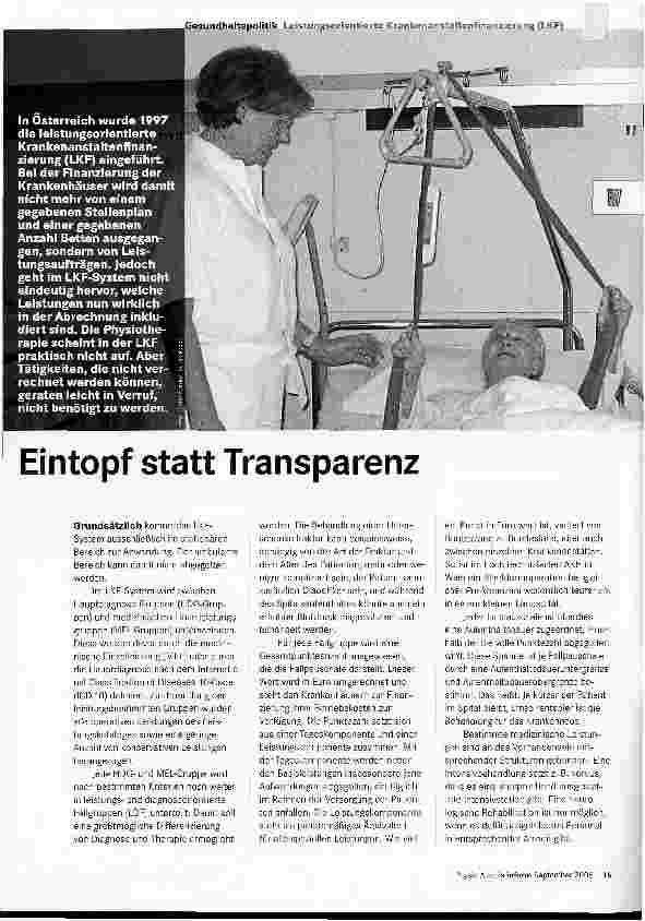 Vorschauseite 1: Eintopf statt Transparenz