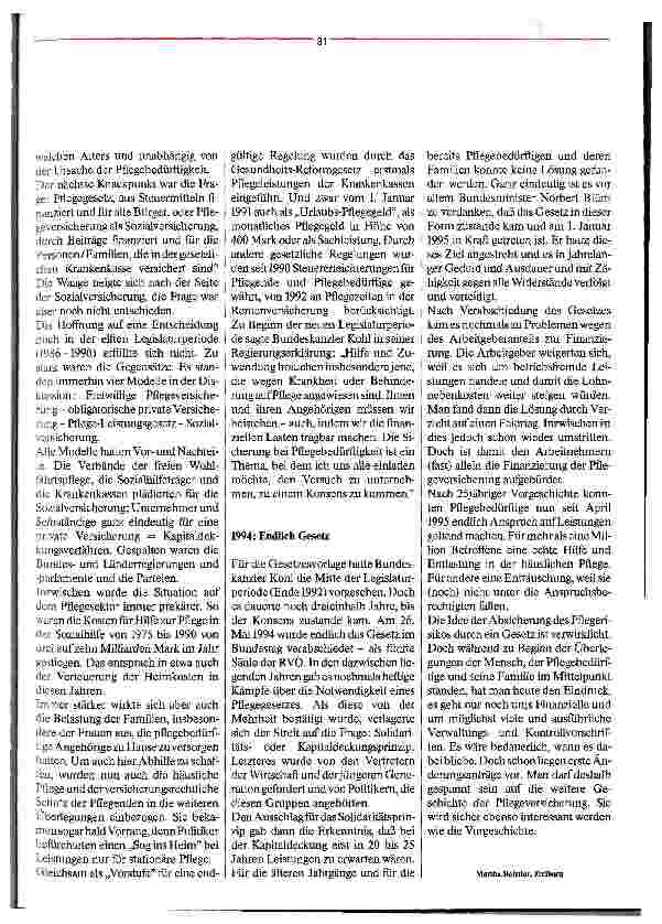 Vorschauseite 4: Eine unendliche Geschichte Von der Idee zur Wirklichkeit: die Pflegeversicherung