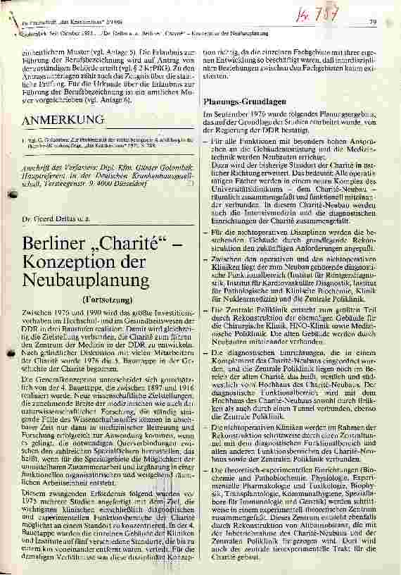 Vorschauseite 1: Die Berliner Charite Konzeption der Neuplanung