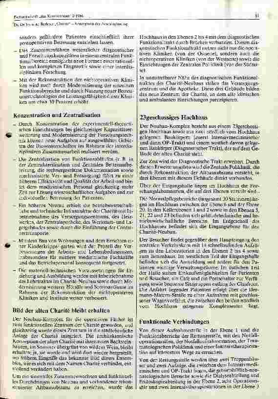 Vorschauseite 3: Die Berliner Charite Konzeption der Neuplanung