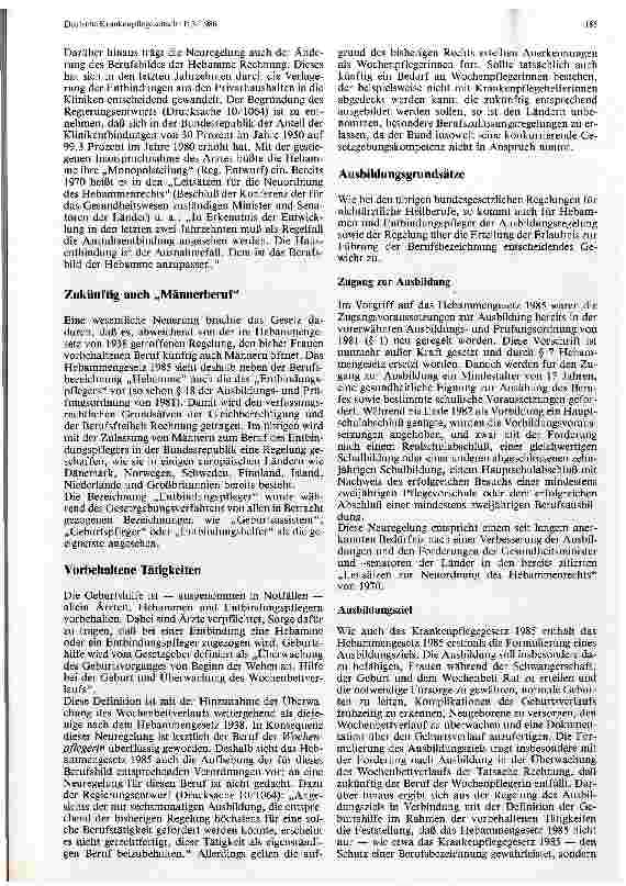 Vorschauseite 2: Das Gesetz über den Beruf der Hebamme und des Entbindungspflegers 1985
