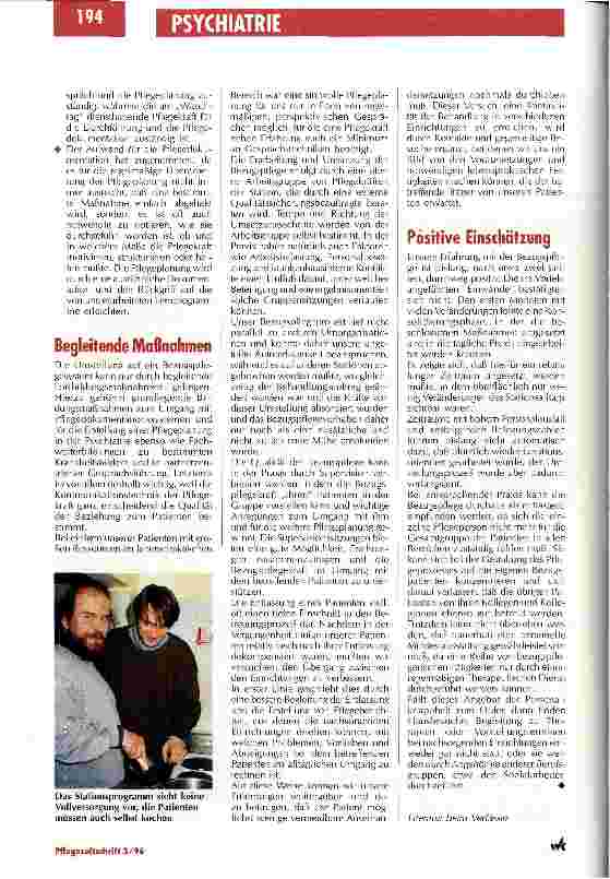 Vorschauseite 3: Die Umstellung auf eine neue Pflegeorganisation kann eine Bereicherung sein Bezugspflege in der Psychiatrie