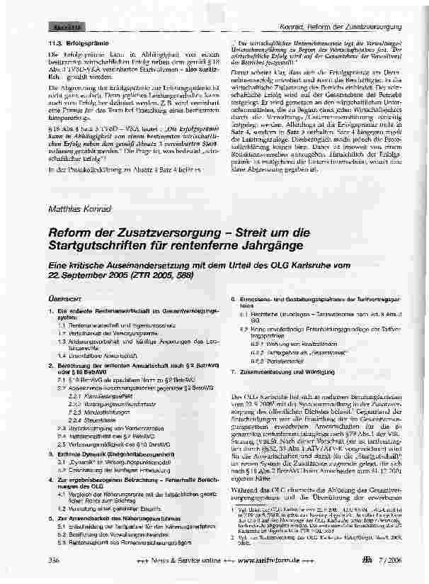 Vorschauseite 1: Reform der Zusatzversorgung - Streit um die Startgutschriften für rentenferne Jahrgänge