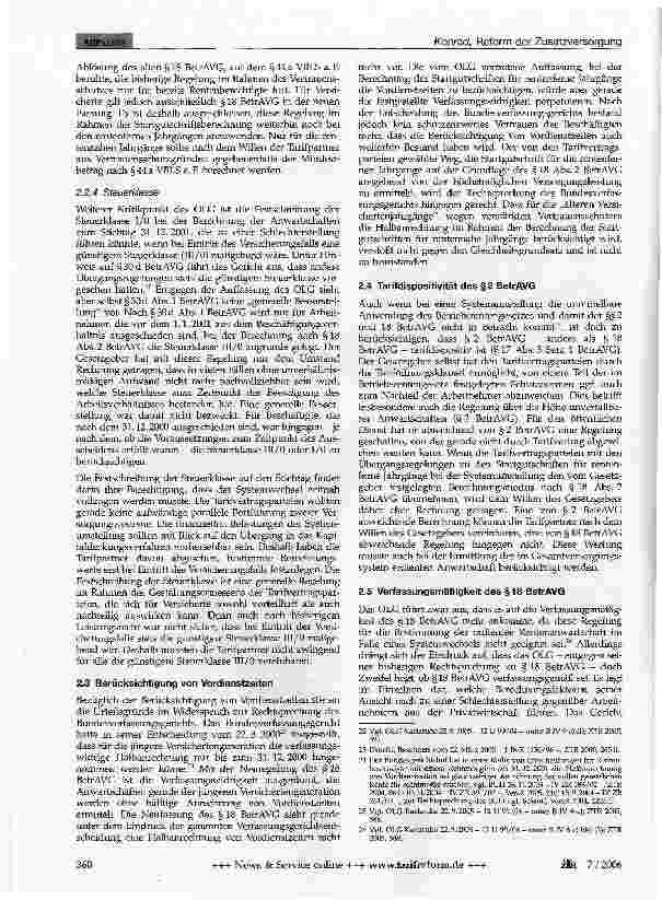 Vorschauseite 5: Reform der Zusatzversorgung - Streit um die Startgutschriften für rentenferne Jahrgänge
