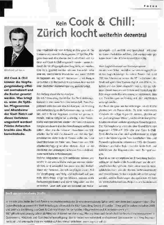Vorschauseite 1: Kein Cook & Chill:Zürich kocht weiterhin dezentral
