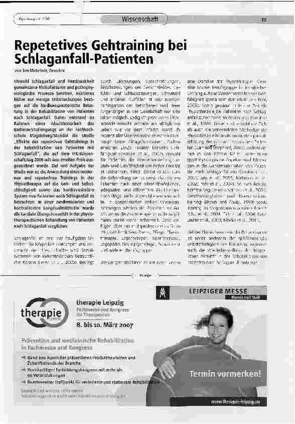 Vorschauseite 1: Repetetives Gehtraining bei Schlaganfall-Patienten