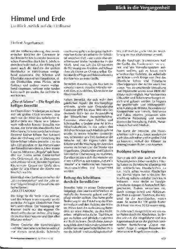 Vorschauseite 1: Himmel und Erde - Ein Blick zurück auf die Heilkunst
