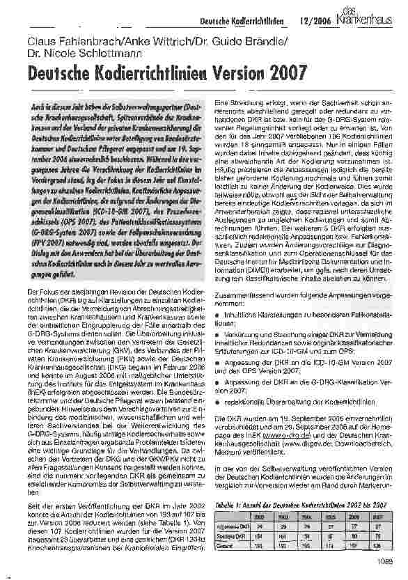 Vorschauseite 1: Deutsche Kodierrichtlinien Version 2007