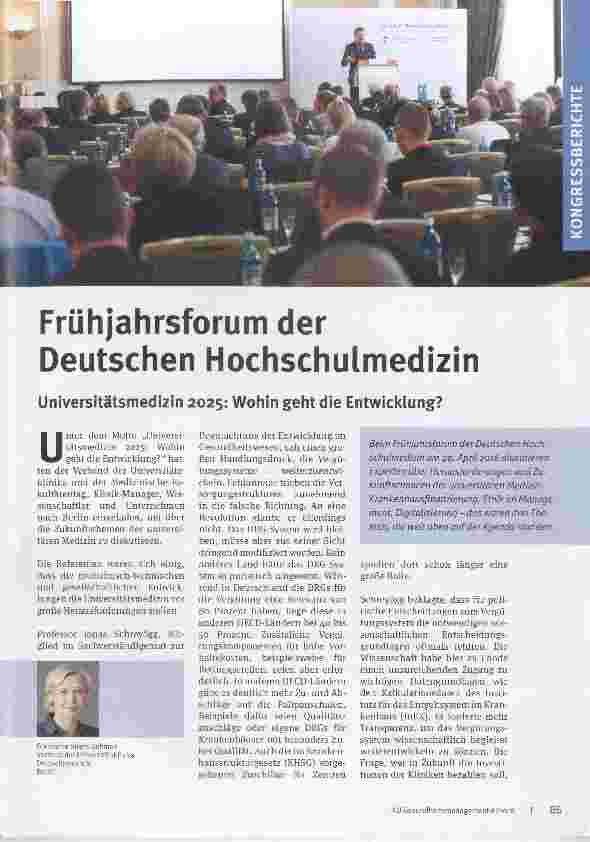 Vorschauseite 1: Frühjahrsforum der Deutschen Hochschulmedizin