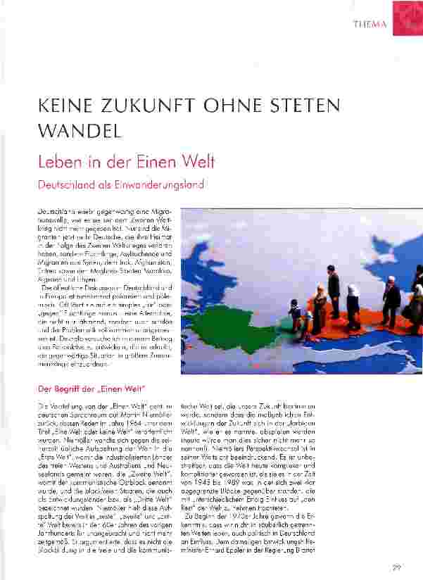 Vorschauseite 1: KEINE ZUKUNFT OHNE STETEN WANDEL