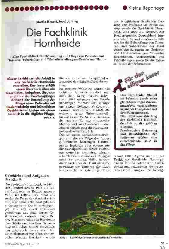 Vorschauseite 1: Die Fachklinik Hornheide Eine Spezialklinik für Behandlung und Pflege von Patienten mit Tumoren, Tuberkulose und Wiederherstellung an Gesicht und Haut
