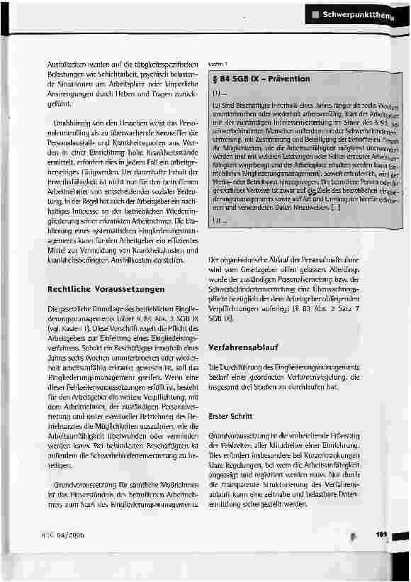 Vorschauseite 2: Betriebliches Eingliederungsmanagement - Der Gesetzgeber als Personalmanager?