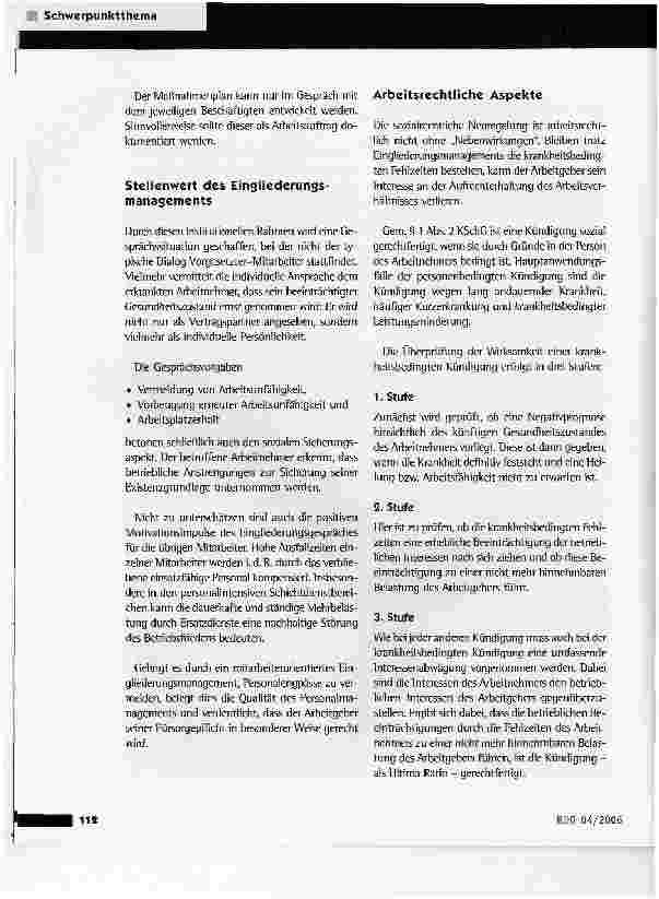 Vorschauseite 5: Betriebliches Eingliederungsmanagement - Der Gesetzgeber als Personalmanager?