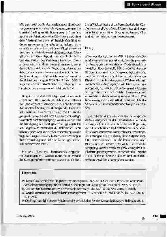 Vorschauseite 6: Betriebliches Eingliederungsmanagement - Der Gesetzgeber als Personalmanager?