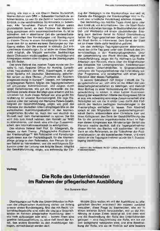 Vorschauseite 1: Die Rolle des Unterrichtenden im Rahmen der pflegerischen Ausbildung