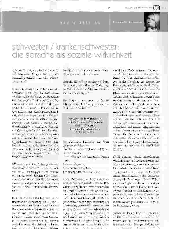 Vorschauseite 1: Schwester / Krankenschwester: die Sprache als soziale Wirklichkeit