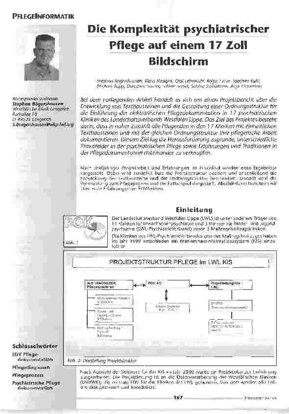 Vorschauseite 1: Die Komplexität psychiatrischer Pflege auf einem 17 ZollBildschirm