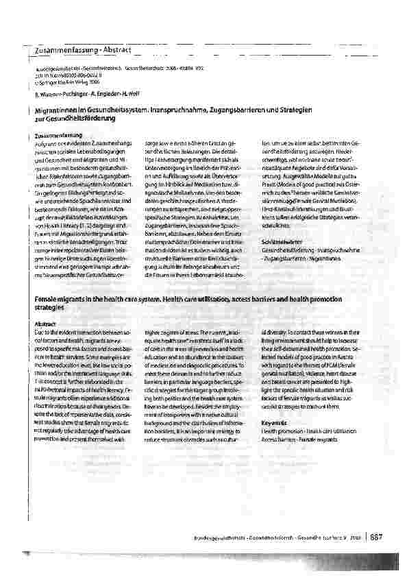 Vorschauseite 4: Migrantinnen im Gesundheitssystem
