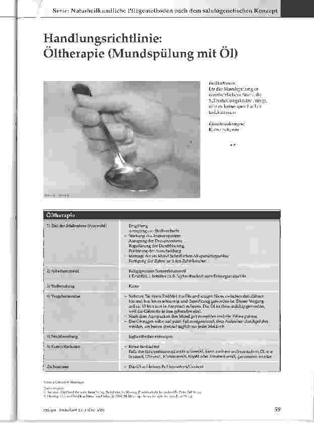 Vorschauseite 1: Handlungsrichtlinie: Oltherapie (Mundspülung mit Ol)