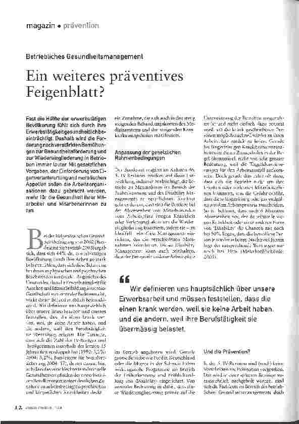 Vorschauseite 1: Ein weiteres präventives Feigenblatt?