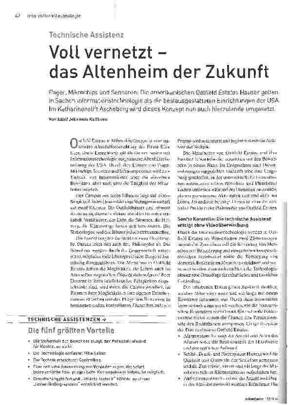 Vorschauseite 1: Voll vernetzt - das Altenheim der Zukunft
