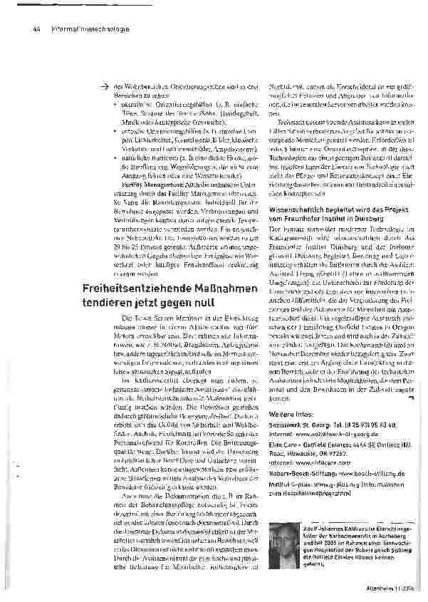 Vorschauseite 3: Voll vernetzt - das Altenheim der Zukunft