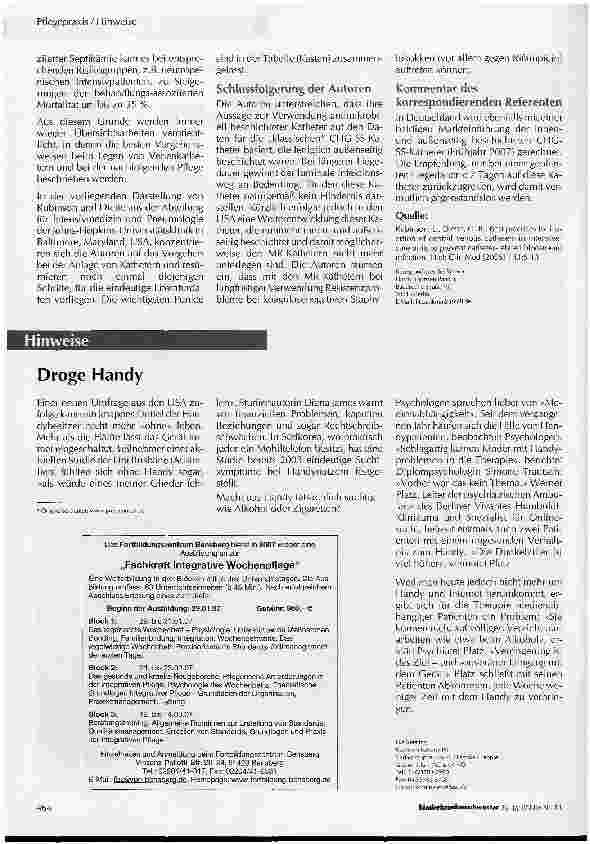 Vorschauseite 2: Vorgehensweise beim Anlegen zentraler Venenkatheter: Wodurch werden Infektionen am sichersten vermieden?