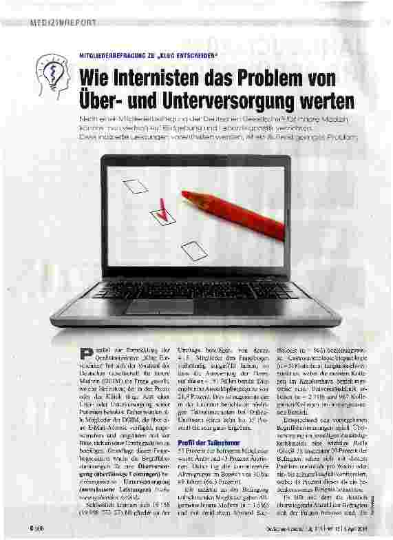 Vorschauseite 1: Wie Internisten das Problem von Überund Unterversorgung werten