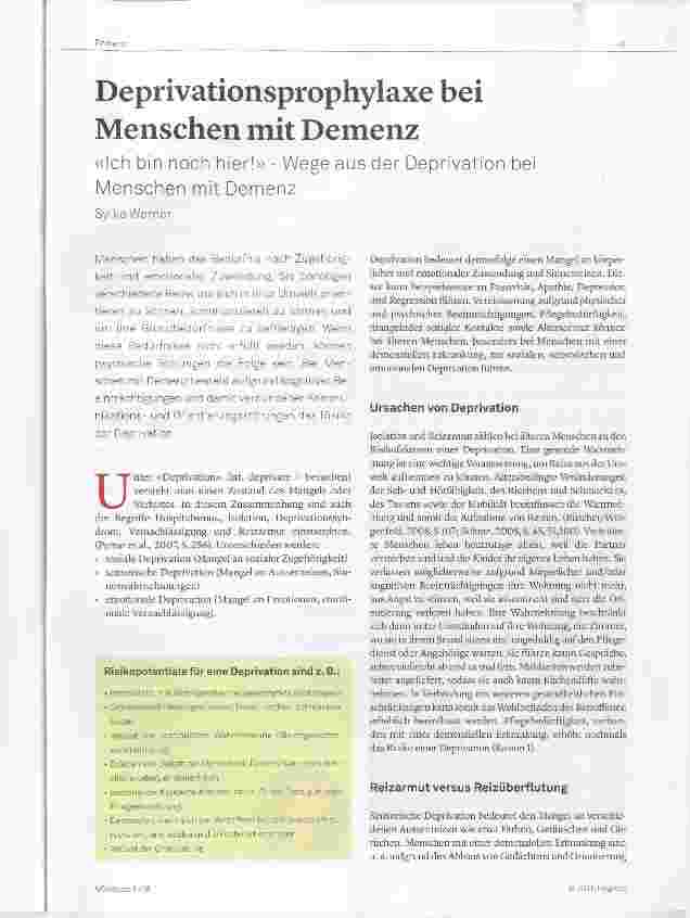 Vorschauseite 1: Deprivationsprophylaxe bei Menschen mit Demenz