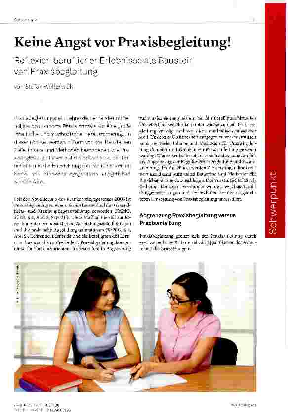 Vorschauseite 1: Keine Angst vor Praxisbegleitung! Reflexion beruflicher Erlebnisse als Baustein von Praxisbegleitung