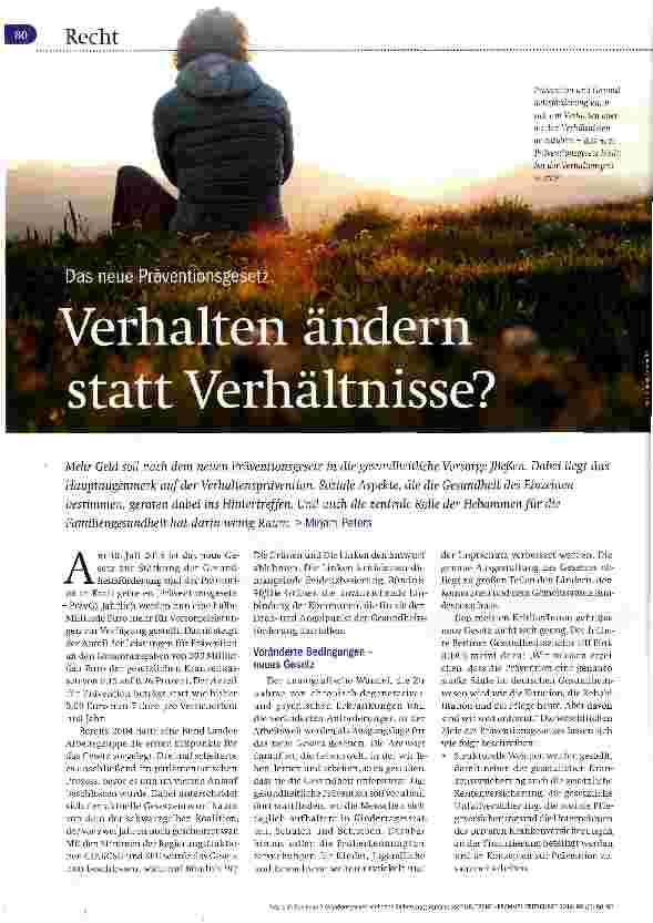 Vorschauseite 1: Verhalten ändern statt Verhältnisse?