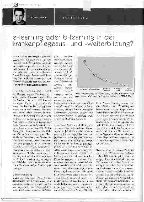 Vorschauseite 1: e-learning oder b-learning in der krankenpflegeausund -Weiterbildung?