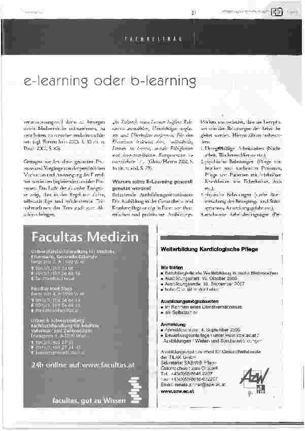 Vorschauseite 2: e-learning oder b-learning in der krankenpflegeausund -Weiterbildung?