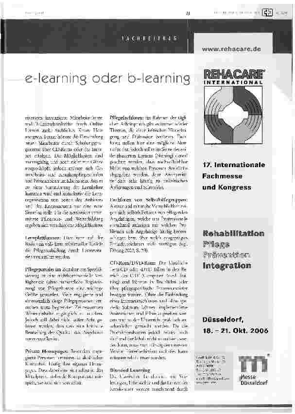 Vorschauseite 4: e-learning oder b-learning in der krankenpflegeausund -Weiterbildung?