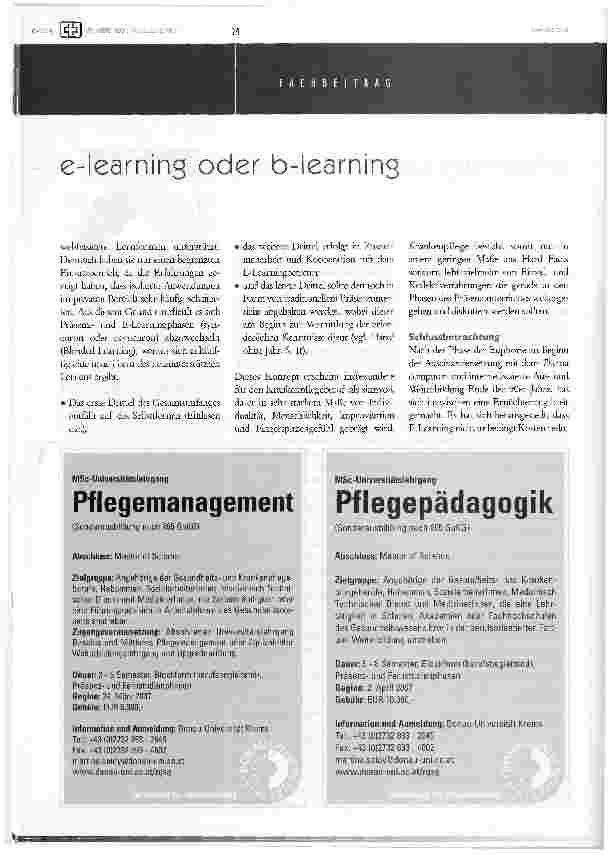 Vorschauseite 5: e-learning oder b-learning in der krankenpflegeausund -Weiterbildung?