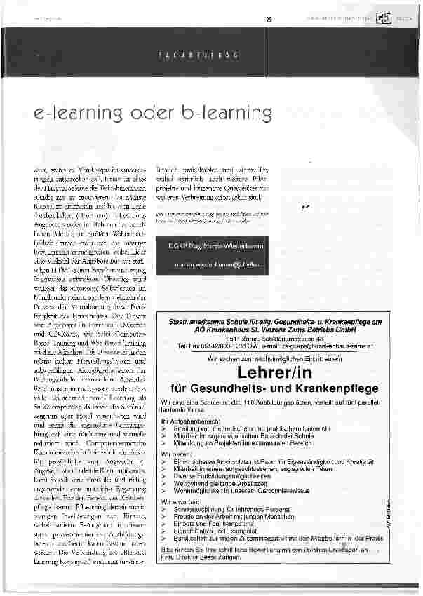 Vorschauseite 6: e-learning oder b-learning in der krankenpflegeausund -Weiterbildung?